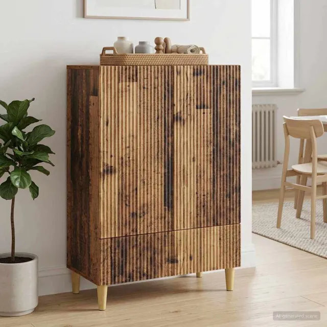 vidaXL Dressoir met lade Oud hout 66 x 34,5 x 95 cm Bewerkt hout Bruin