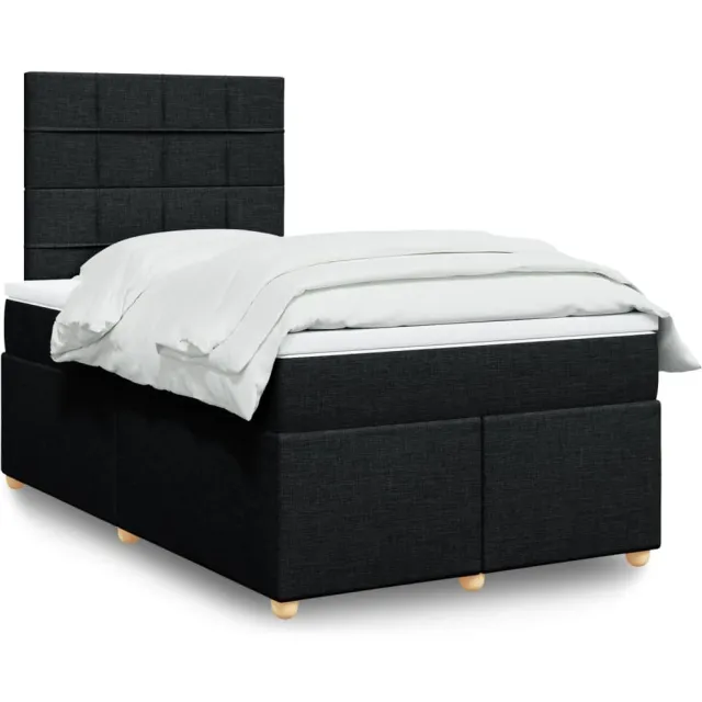 vidaXL Boxspring met matras stof zwart 120x190 cm