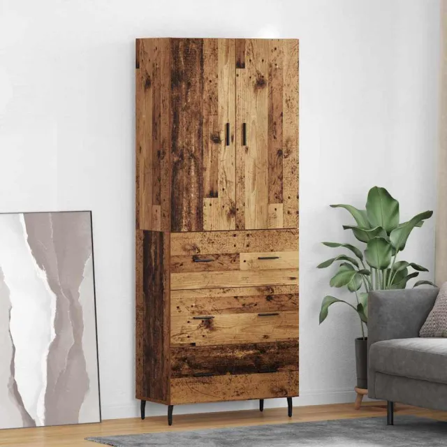 vidaXL Hoge kast 2 st Oud Hout 69,5 x 34 x 180 cm Bewerkt hout bruin, foto 2