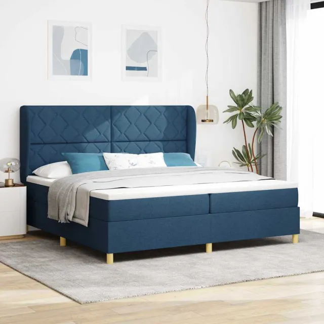 vidaXL Boxspringbed met hoofdeinde Blauw 200 x 200 cm Stof