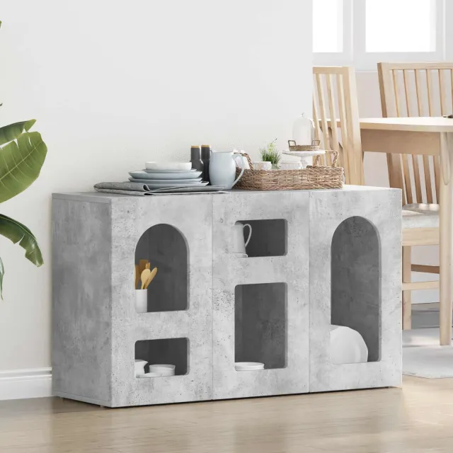 vidaXL Dressoir ELST Beton Grijs 100 x 35 x 59 cm Bewerkt hout