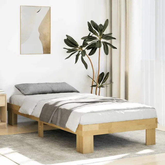 vidaXL Bedframe zonder matras 75x190 cm massief hout eiken Bruin