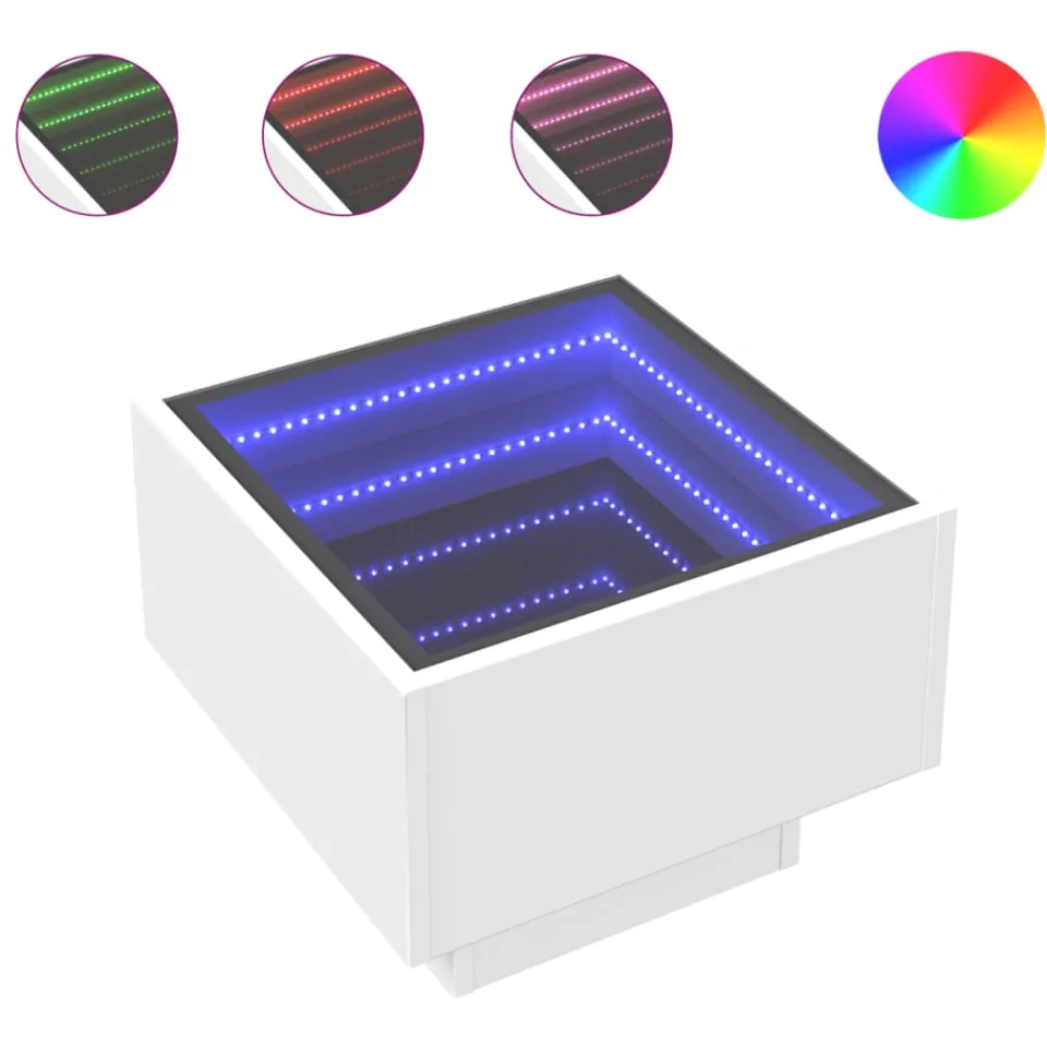 vidaXL Nachtkastje met Infinity LED 40x40x30 cm wit
