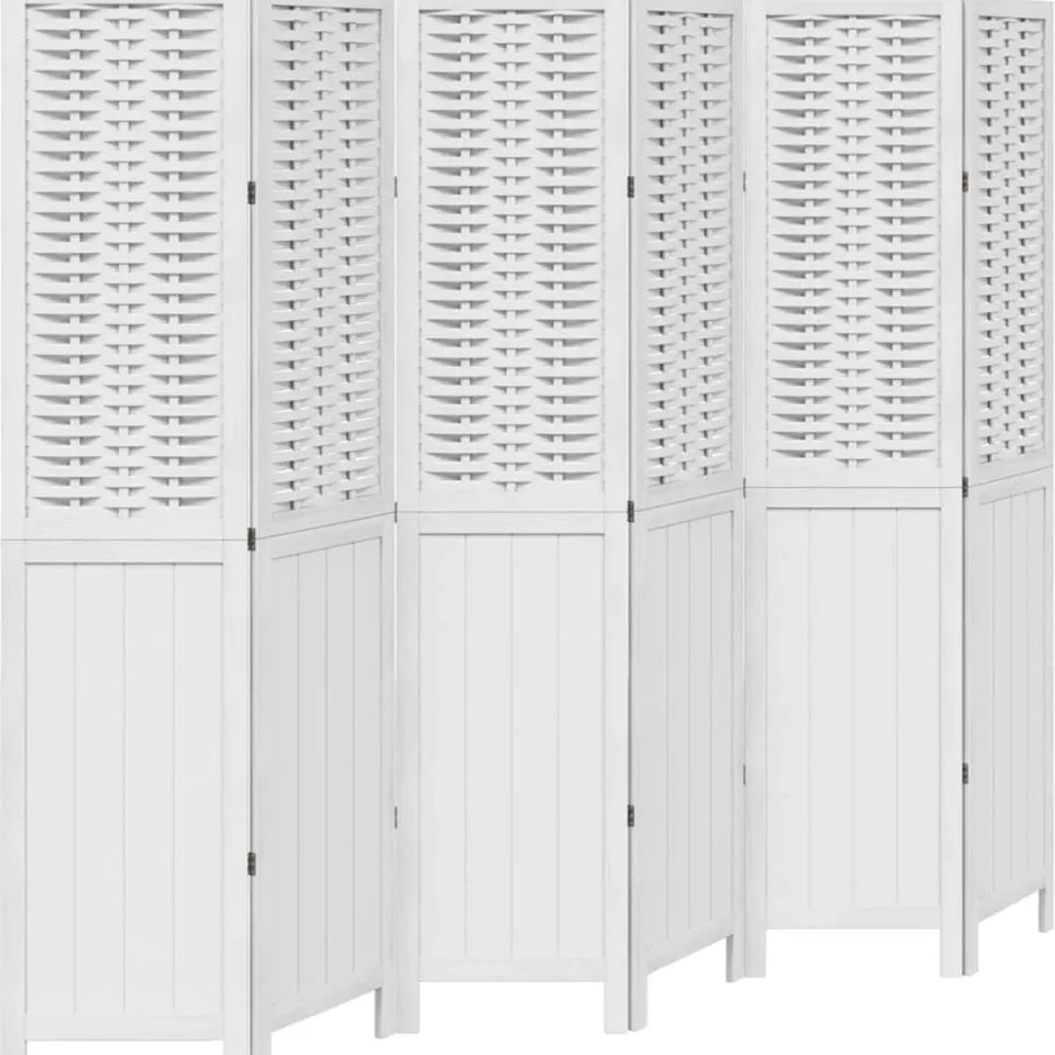 vidaXL Kamerscherm met 6 panelen massief paulowniahout wit, foto 3
