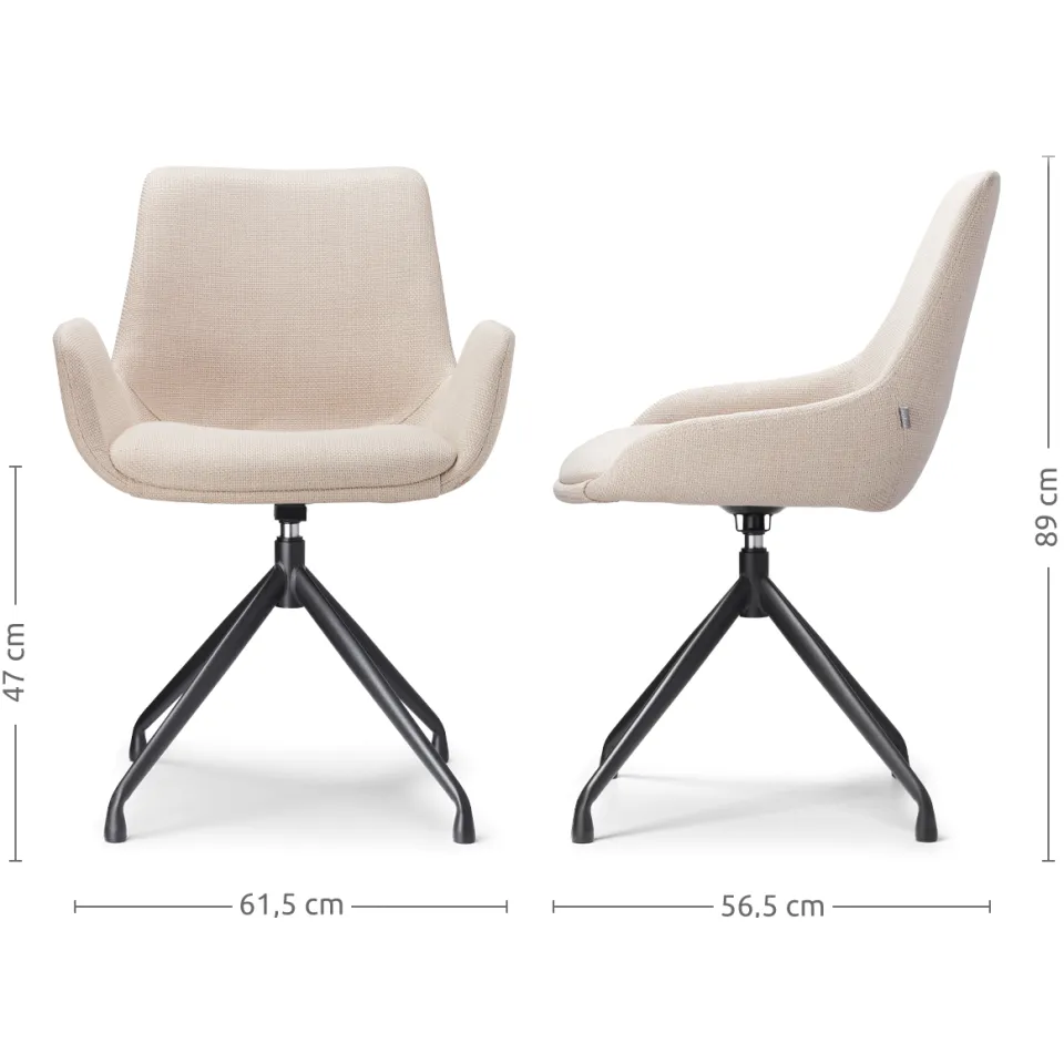 Nolon Nola-Eef draaibare eetkamerstoel beige - zwart onderstel, foto 3