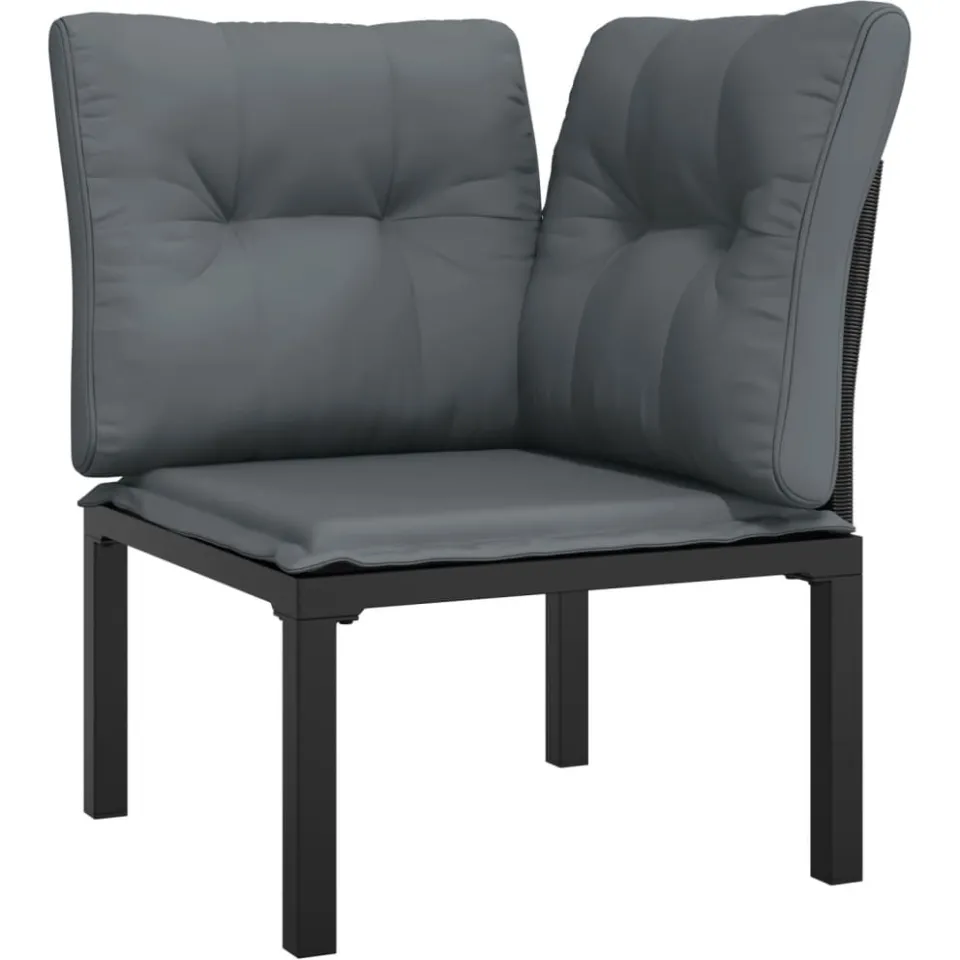 vidaXL 6-delige Loungeset poly rattan zwart en grijs, foto 3