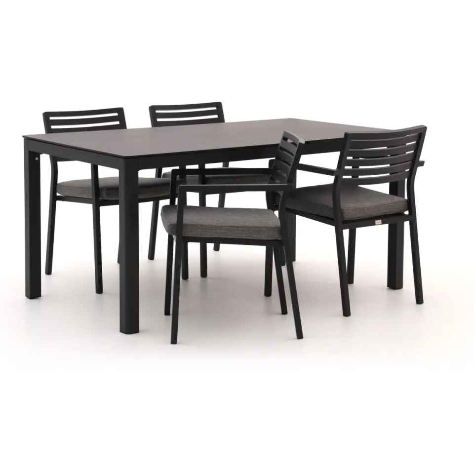 Bellagio tuinmeubelen Bellagio Rumo/La Fonte 160cm dining tuinset 5-delig stapelbaar grijs, foto 4