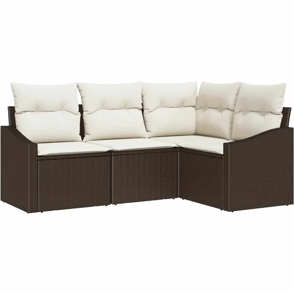 vidaXL Bankstel 4 st Bruin poly rattan