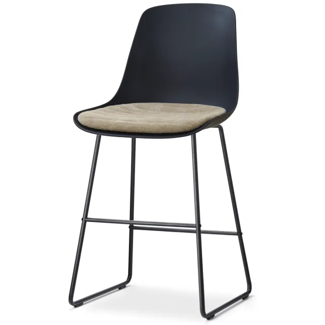 Nolon Nino-Liv barkruk zwart met nougatbruin zitkussen - zwart onderstel - 65 cm