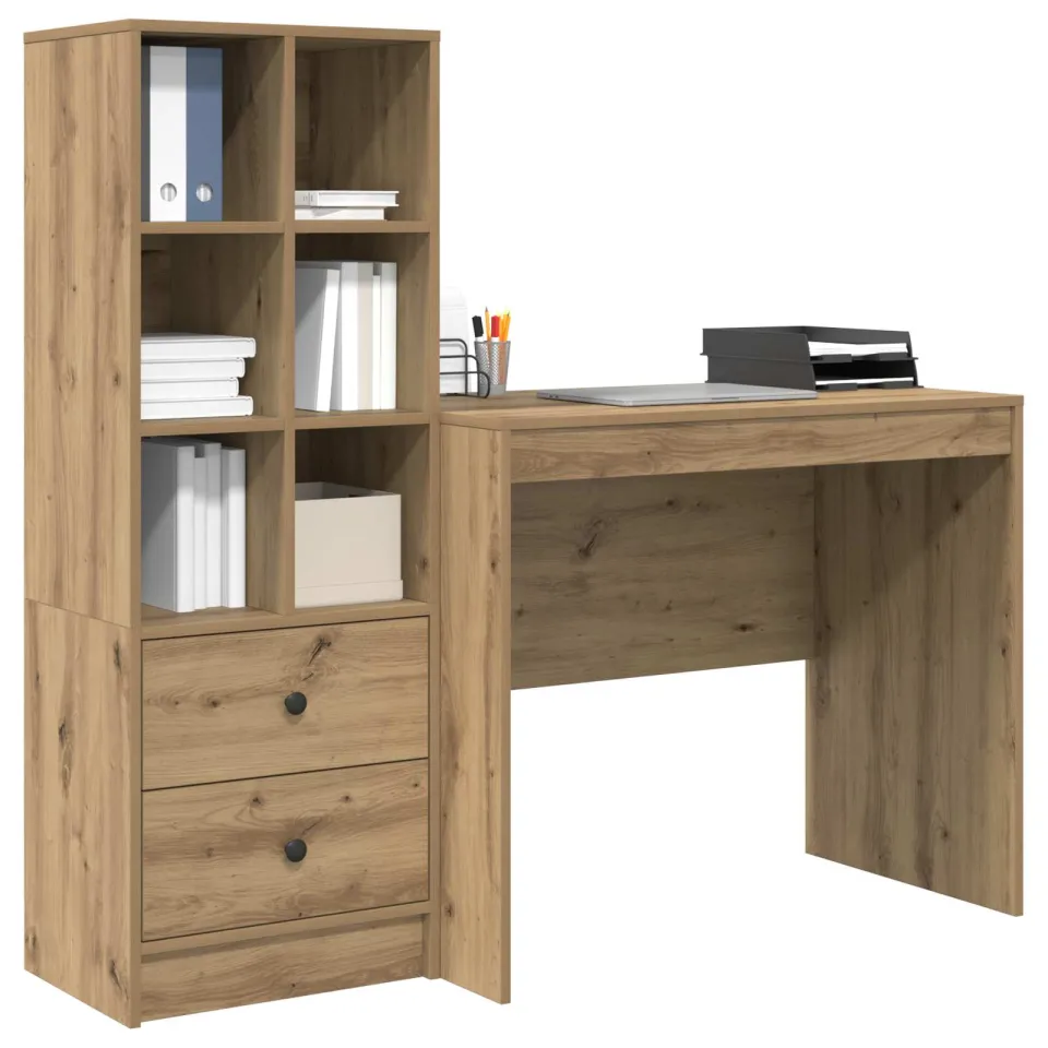 vidaXL Bureau Artisan Eiken 135,5 x 50 x 127 cm 2 st Bruin
