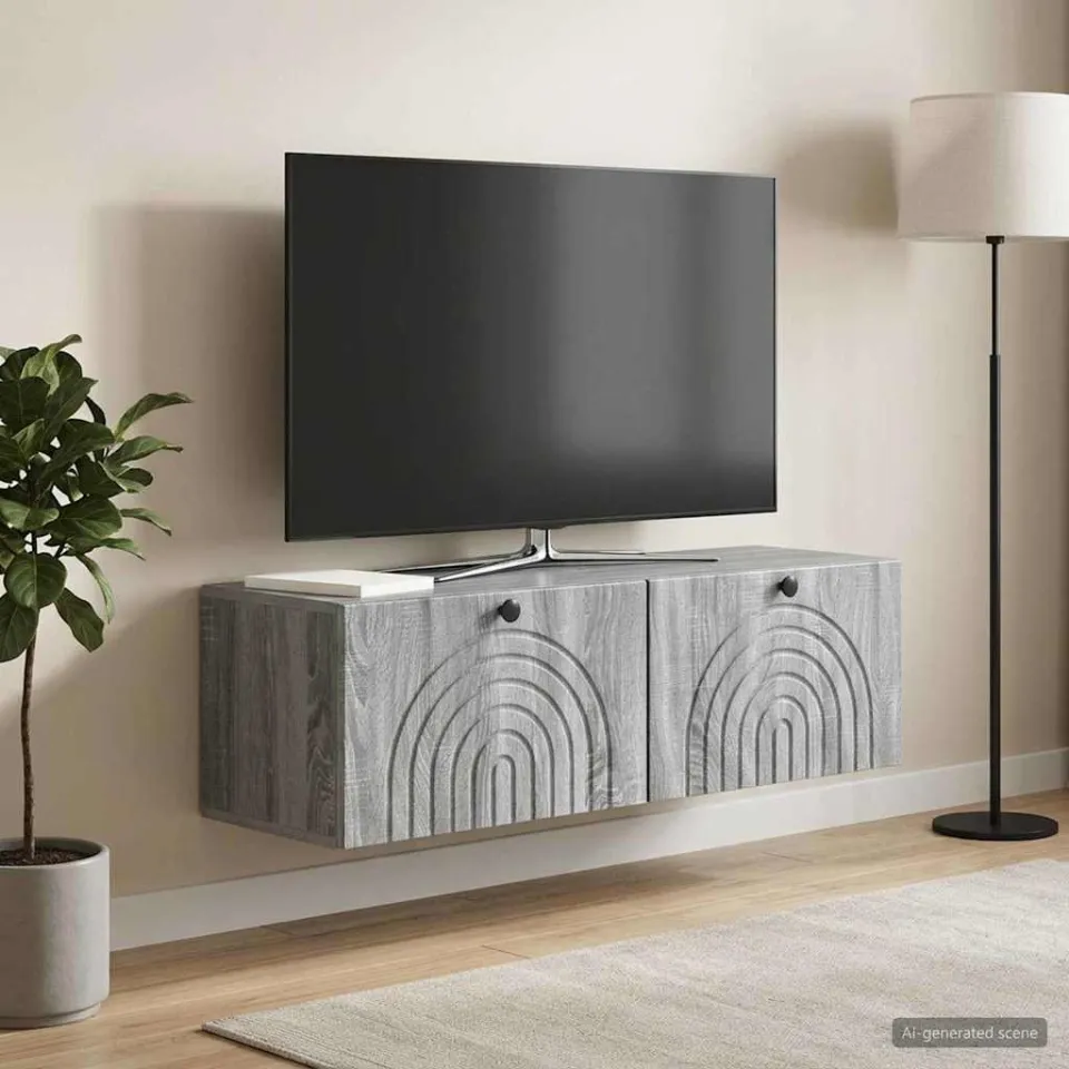 vidaXL Wandbeugel TV-kast Grijs sonoma 98 x 31 x 30 cm Bewerkt hout, foto 4