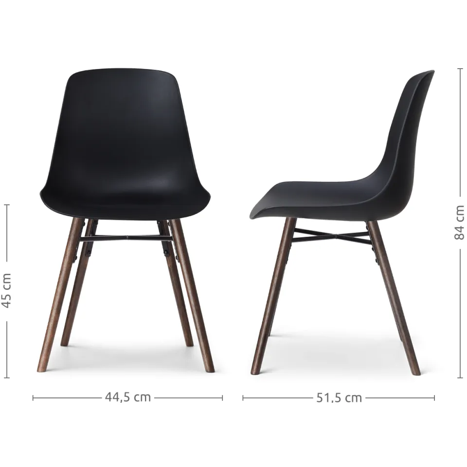 Nolon Nena-Pip eetkamerstoel zwart - walnoot houten onderstel, foto 3