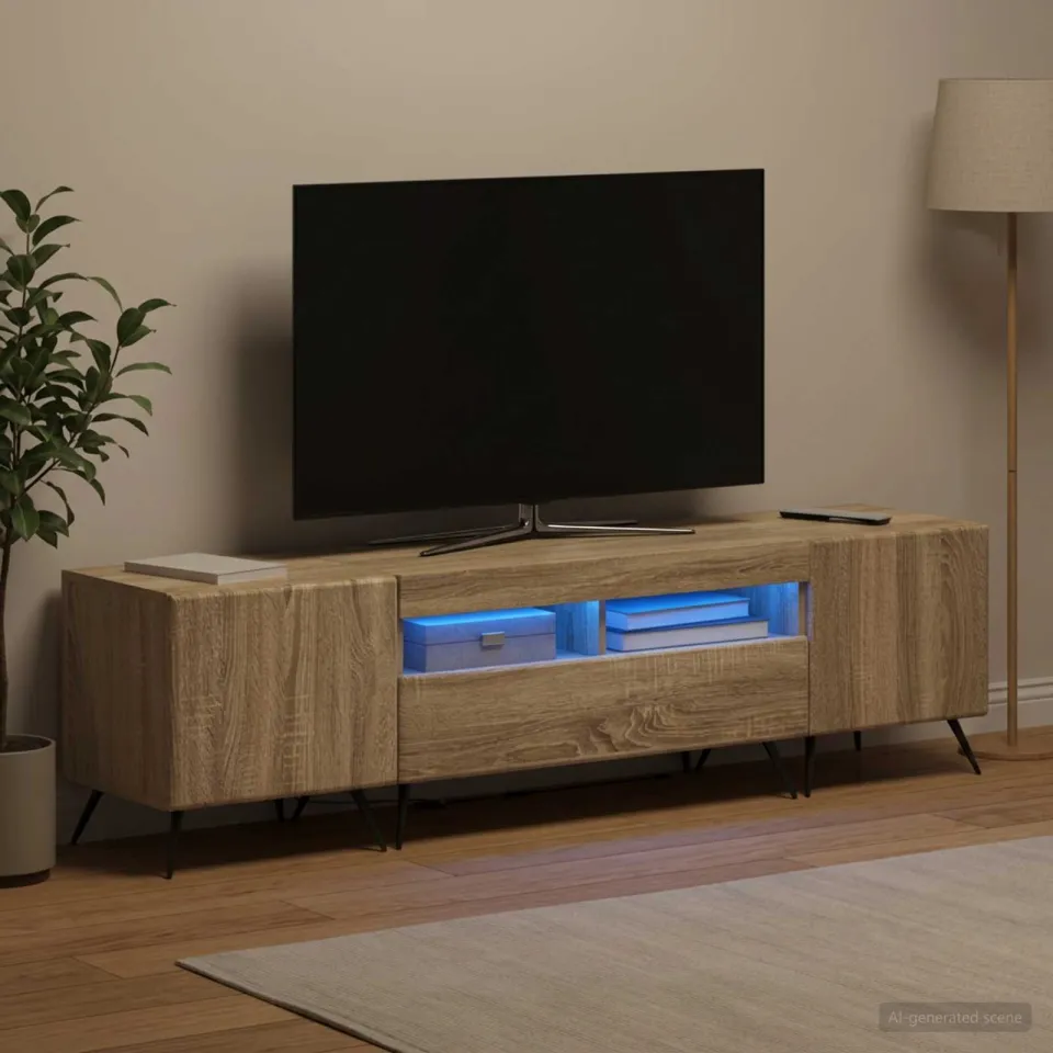 vidaXL LED tv-meubel BREDA 3 st Sonoma Eiken Bewerkt hout, foto 3