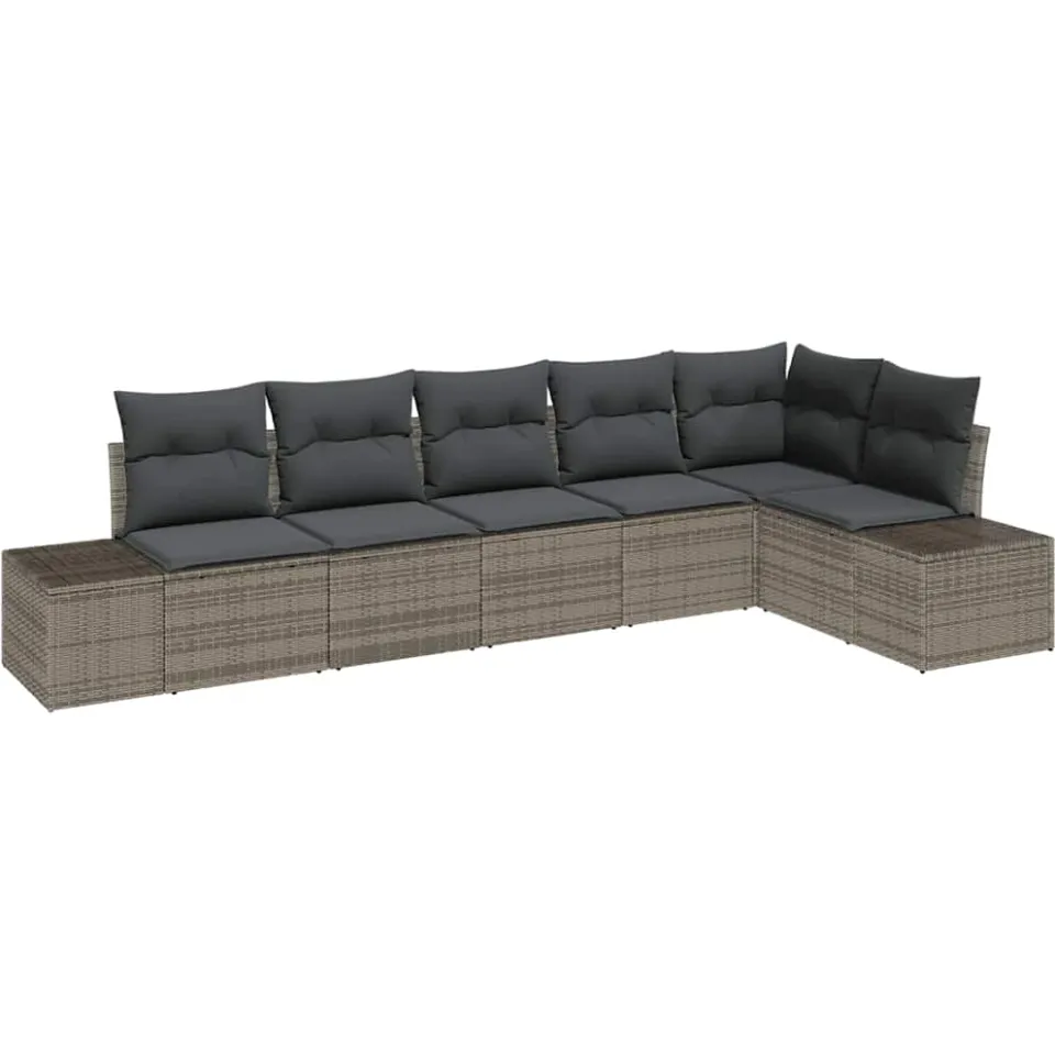 vidaXL Tuinbankenset 6 st Grijs poly rattan