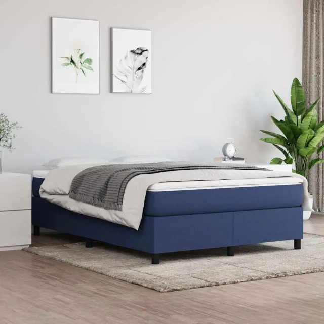 vidaXL Boxspring bed stof blauw 140x190 cm