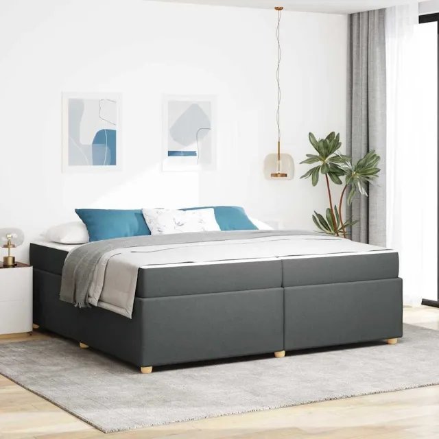 vidaXL Bedframe met matras Donkergrijs 200 x 200 cm Stof