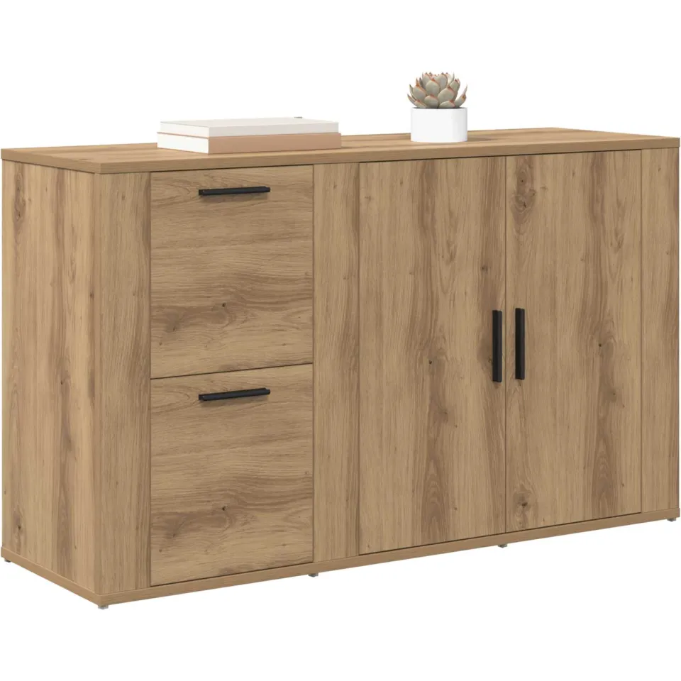 vidaXL Dressoir Artisan Eiken 100 x 33 x 59.5 cm Bewerkt hout Bruin
