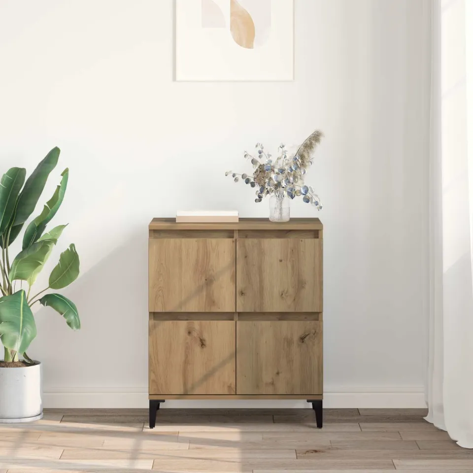 vidaXL Dressoir Artisan Eiken 60 x 35 x 70 cm Gemonteerd hout en ijzer, foto 4