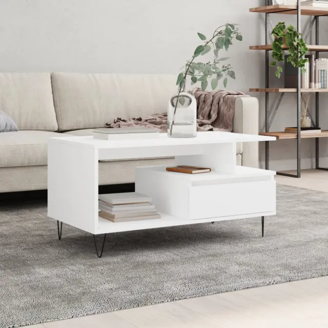 vidaXL Salontafel 90x49x45 cm bewerkt hout wit, foto 2