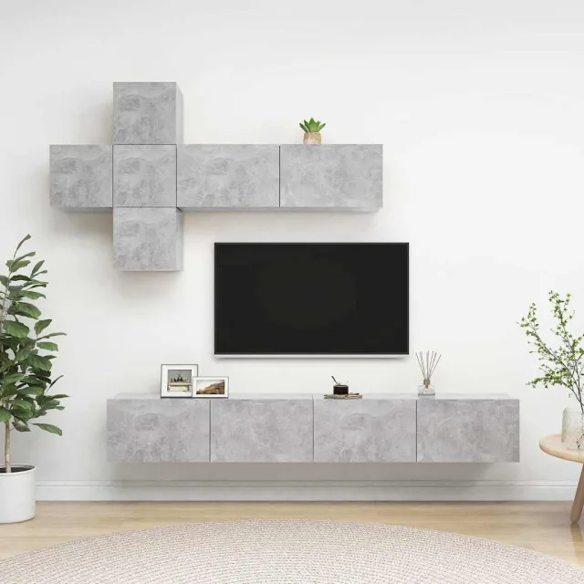vidaXL 7-delige Tv-meubelset bewerkt hout betongrijs grijs, foto 2