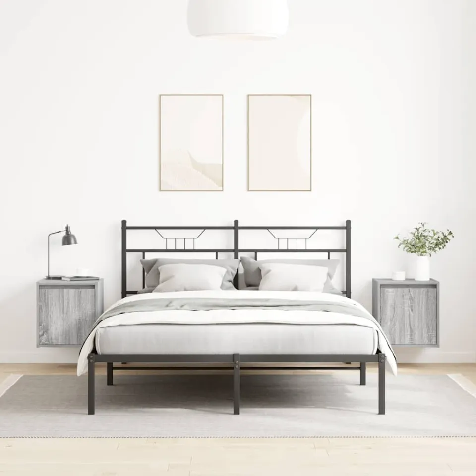 vidaXL Nachtkastjes 2 st wandgemonteerd 38x34x40 cm grijs sonoma eiken, foto 3