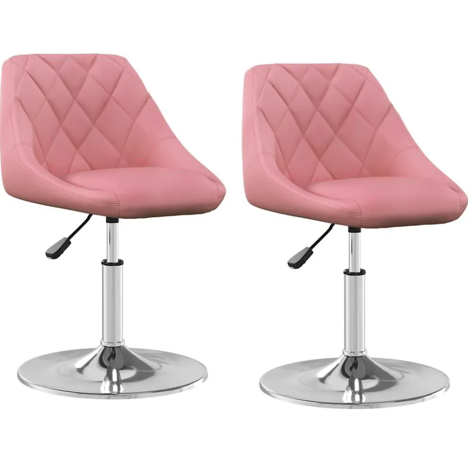 vidaXL Eetkamerstoelen draaibaar 2 st fluweel roze, foto 3