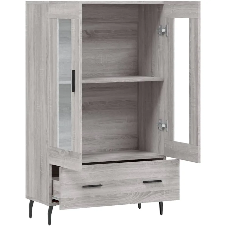 vidaXL Hoge kast 69,5x31x115 cm bewerkt hout grijs sonoma eikenkleurig