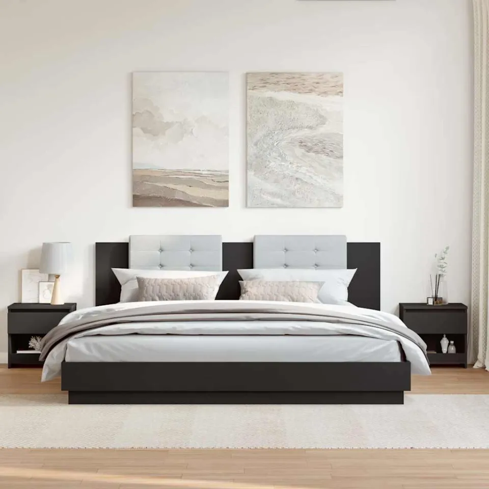 vidaXL Nachtkastjes 2 st 40x30x39 cm bewerkt hout zwart, foto 4