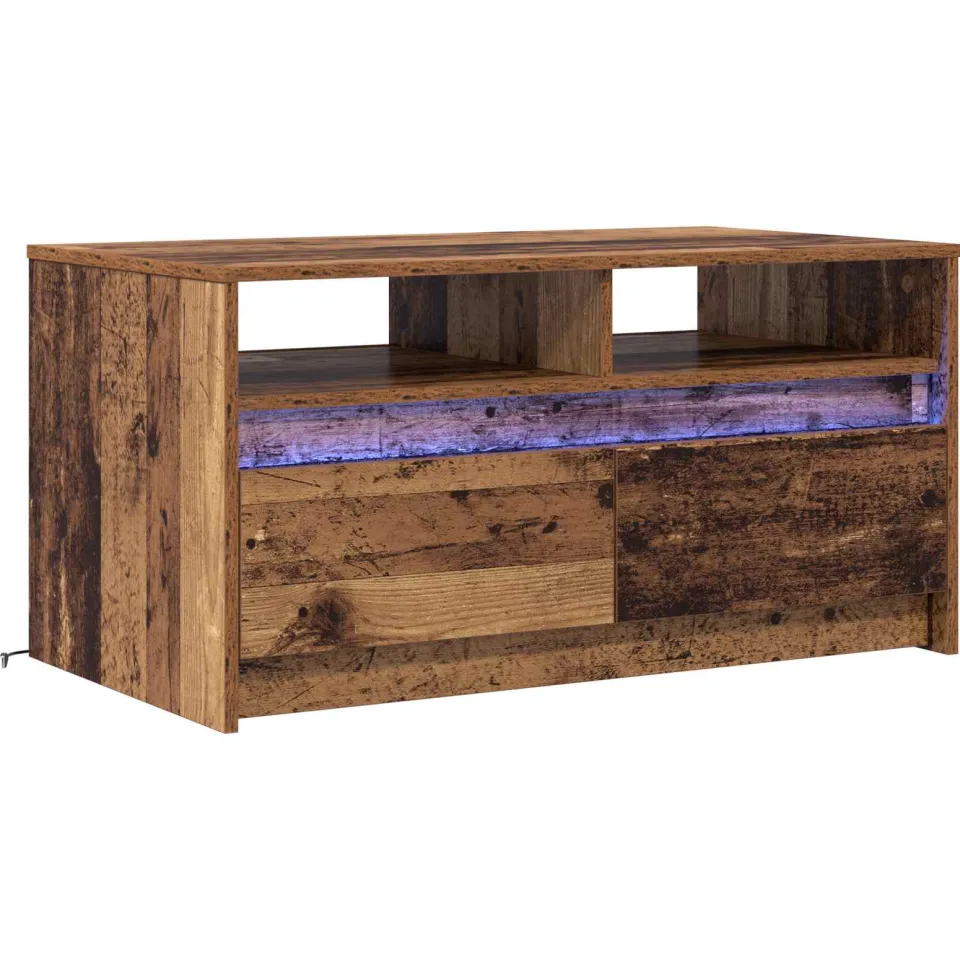 vidaXL Salontafel Oudhout 90 x 50 x 45 cm Bewerkt hout bruin, foto 3
