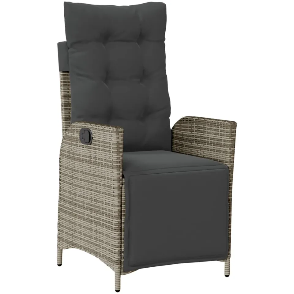 vidaXL 7-delige Tuinset met kussens poly rattan grijs