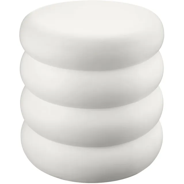 Tectake Ronde Bijzettafel Adina - Ø 45 x 46 cm - Voor Binnen & Buiten - Chubby-ontwerp - Weerbestendig Magnesiumoxide - Draagkracht 25 kg - Tafeltje voor bij de Bank of Stoel, Woonkamer, Tuin, Balkon - Inclusief Vloerbescherming - Wit