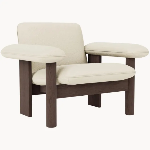 Audo Copenhagen Wollen loungefauteuil Brasilia van eikenhout Wit