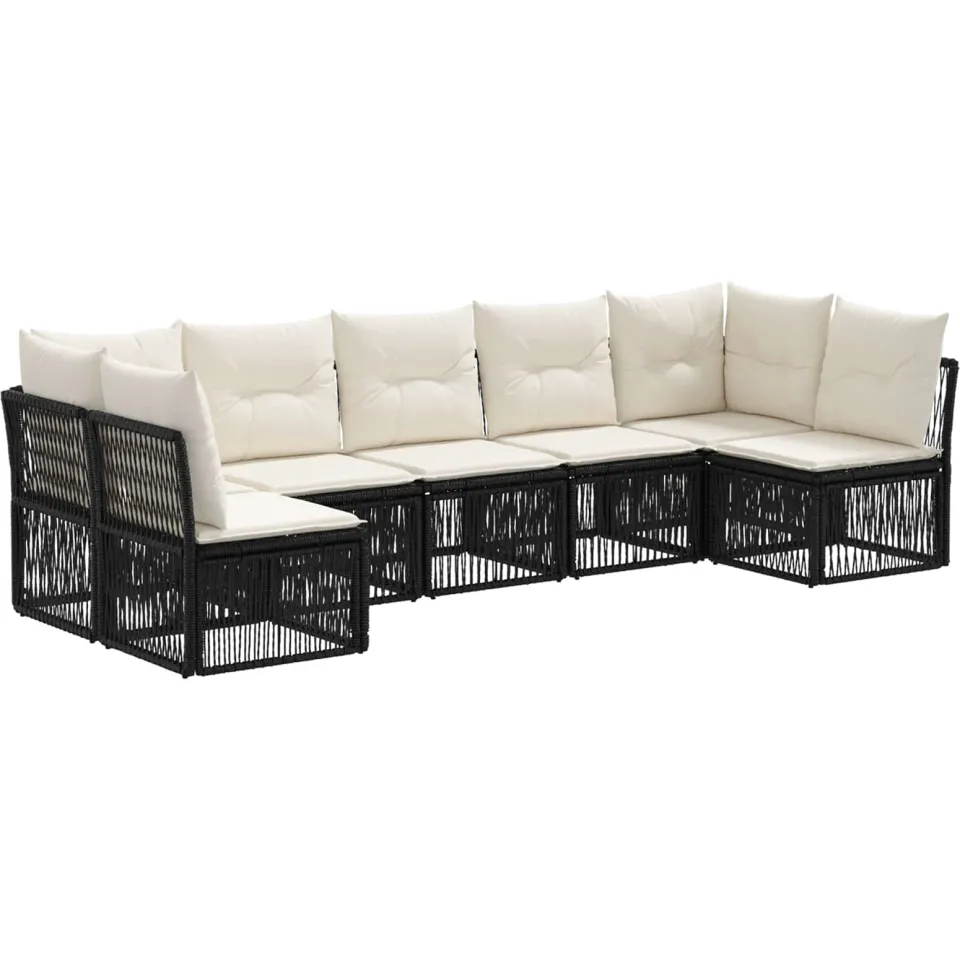 vidaXL Tuinbankenset 7 st Zwart poly rattan, foto 3