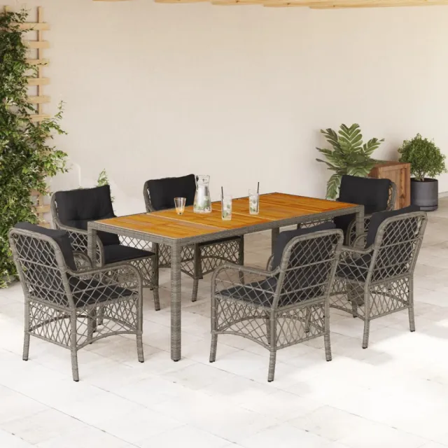 vidaXL 7-delige Tuinset met kussens poly rattan grijs, foto 2