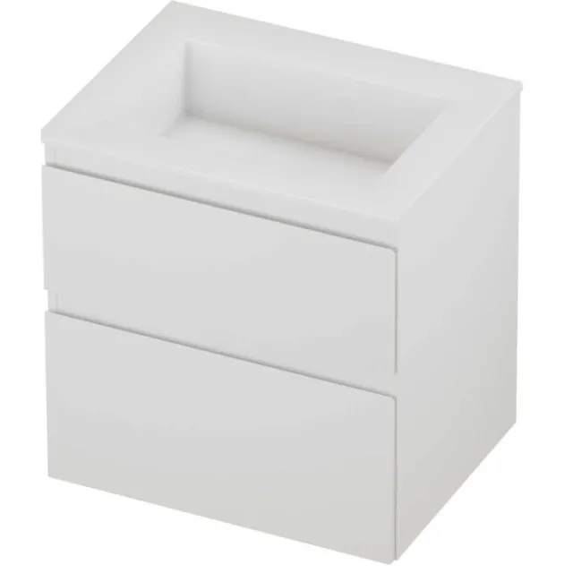 Proline Aristo Badmeubelset Polystone Elegant Zonder Kraangat 60x46x62 cm Glans Wit Mat Wit