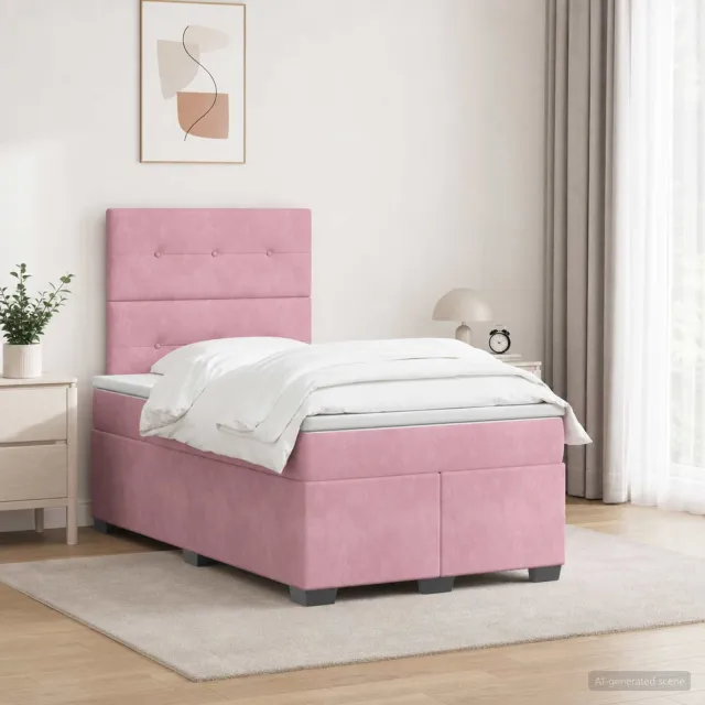 vidaXL Boxspringbed met matras Roze 120 x 200 cm Fluweel