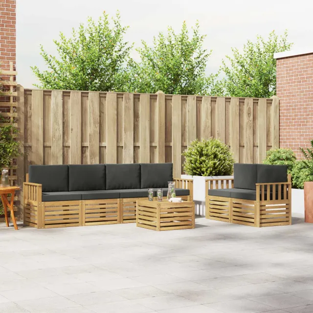 vidaXL Buiten bankenset 7 st 6-zits Wit en antracietkleurig Polyester