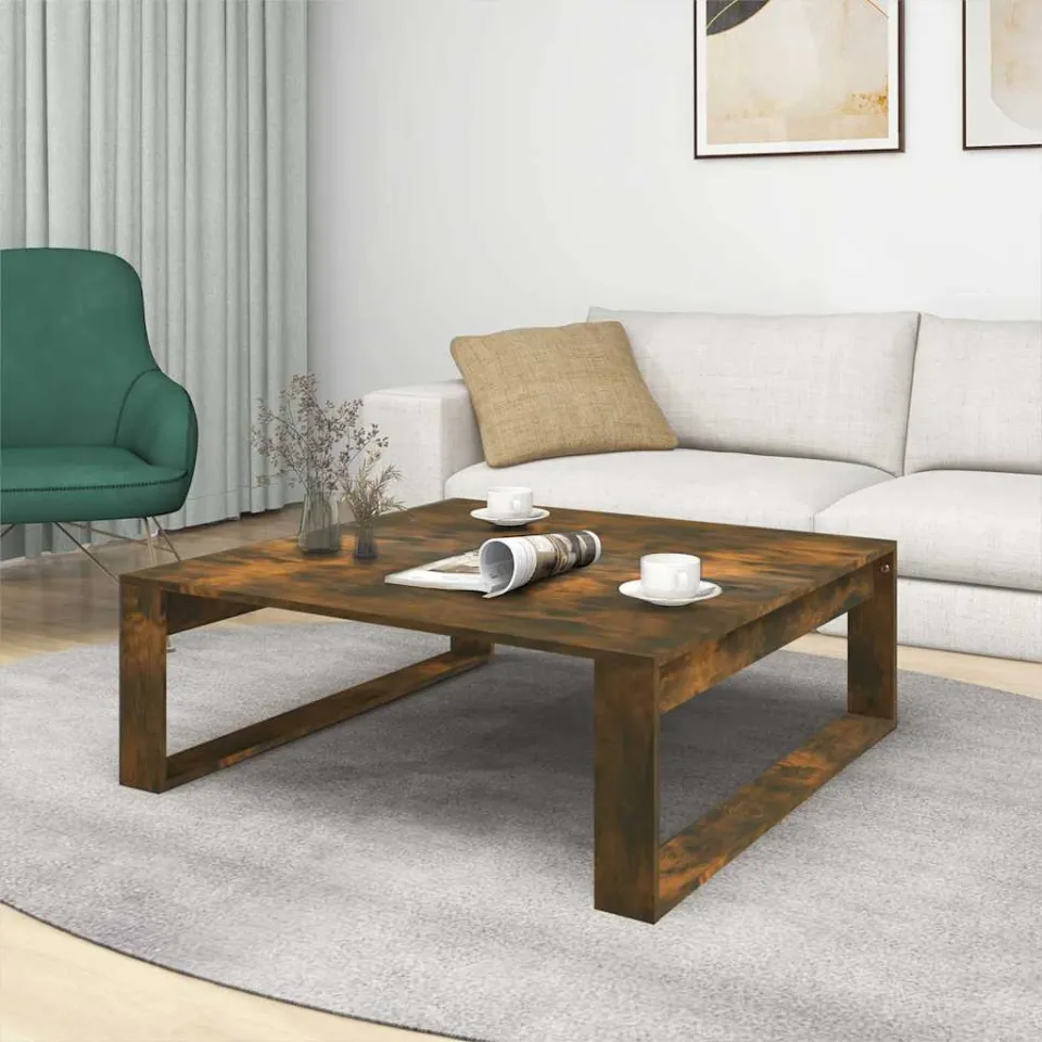 vidaXL Salontafel 100x100x35 cm bewerkt hout gerookt eikenkleurig, foto 4