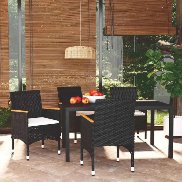 vidaXL 5-delige Tuinset met kussens poly rattan zwart, foto 2