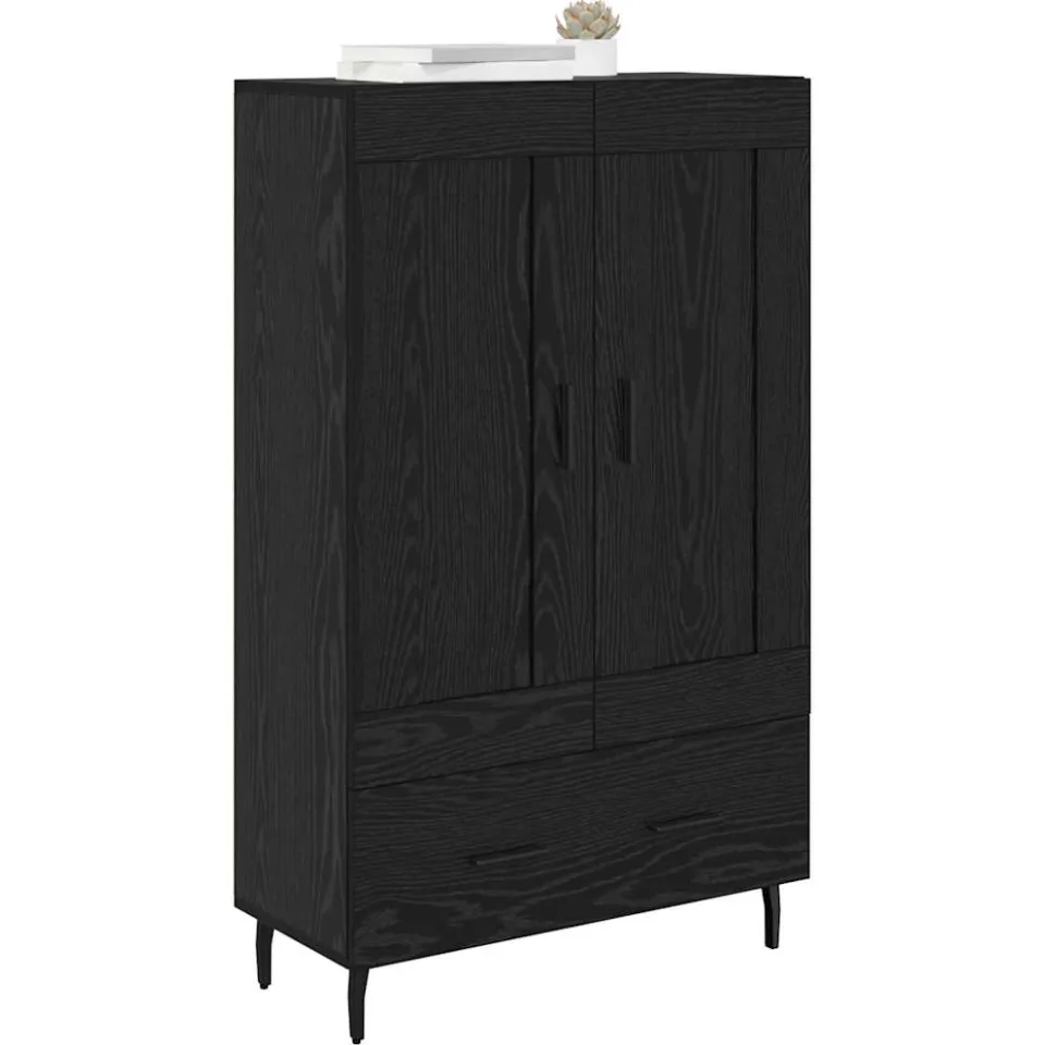 vidaXL Highboard Zwart Eiken 69,5 x 31 x 115 cm Bewerkt hout