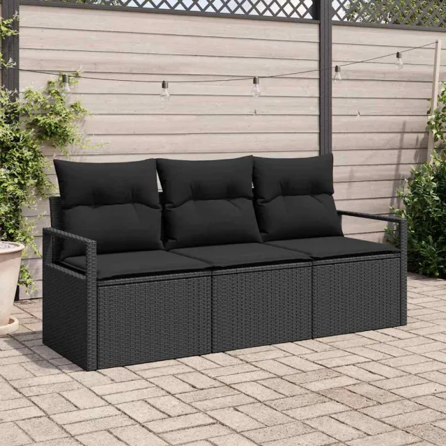 vidaXL Bankstel 3 st Zwart poly rattan, foto 2