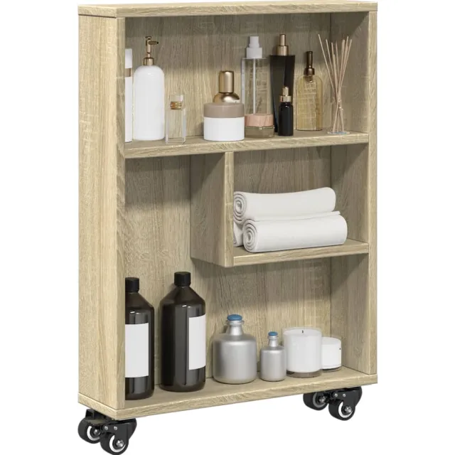 vidaXL Smalle Opbergtrolley Sonoma Eiken 48x13x68 cm Bewerkt Hout Bruin