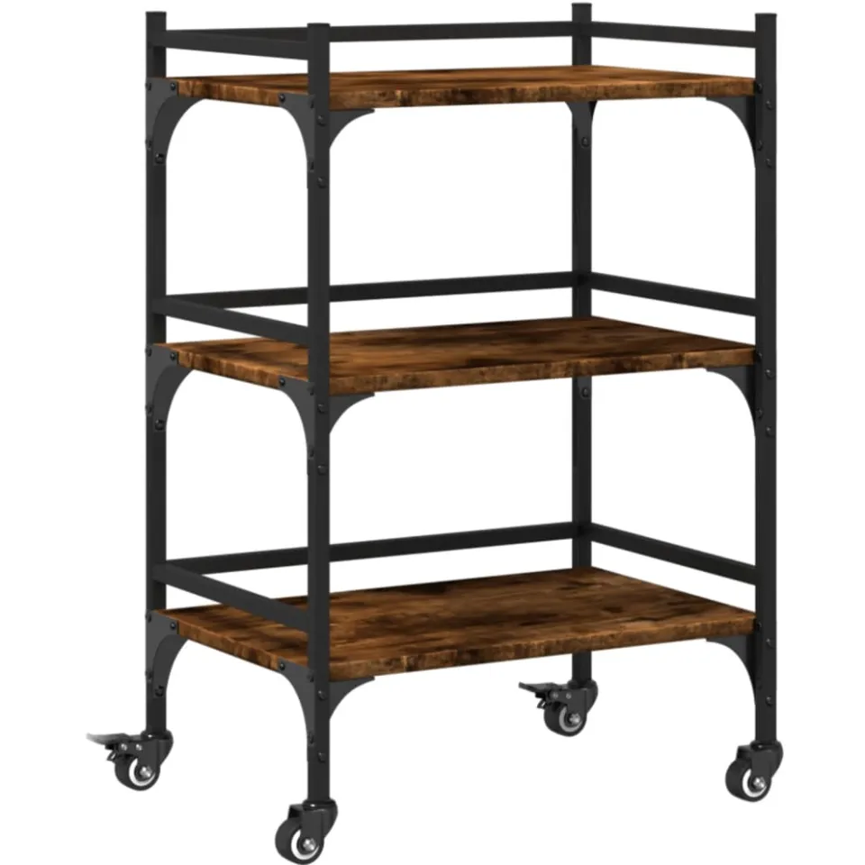 vidaXL Keukentrolley 50x35x75,5 cm bewerkt hout gerookt eikenkleurig Bruin
