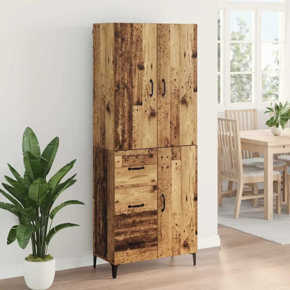 vidaXL Highboard Oud Hout 69,5 x 34 x 180 cm Bewerkt hout bruin, foto 4