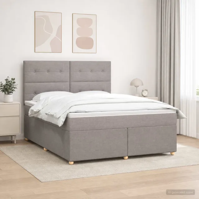 vidaXL Boxspringbed met matras met hoofdeinde Taupe 160 x 200 cm Stof