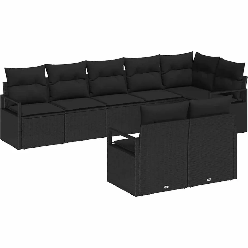 vidaXL Bankstel 8 st Zwart poly rattan