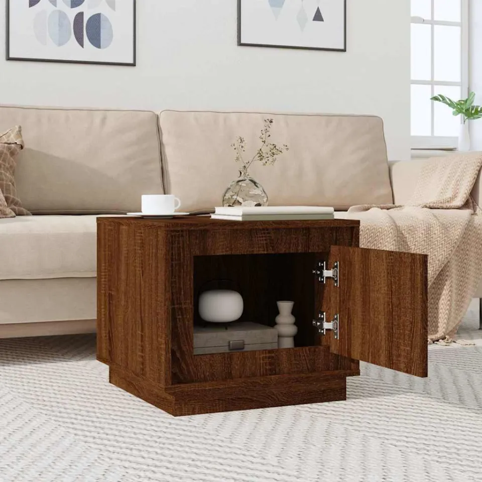 vidaXL Salontafel 51x50x44 cm bewerkt hout bruin eikenkleur, foto 2