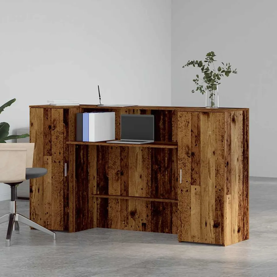 vidaXL Receptiebalie 180x50x103,5 cm bewerkt hout oud houtkleurig bruin, foto 2