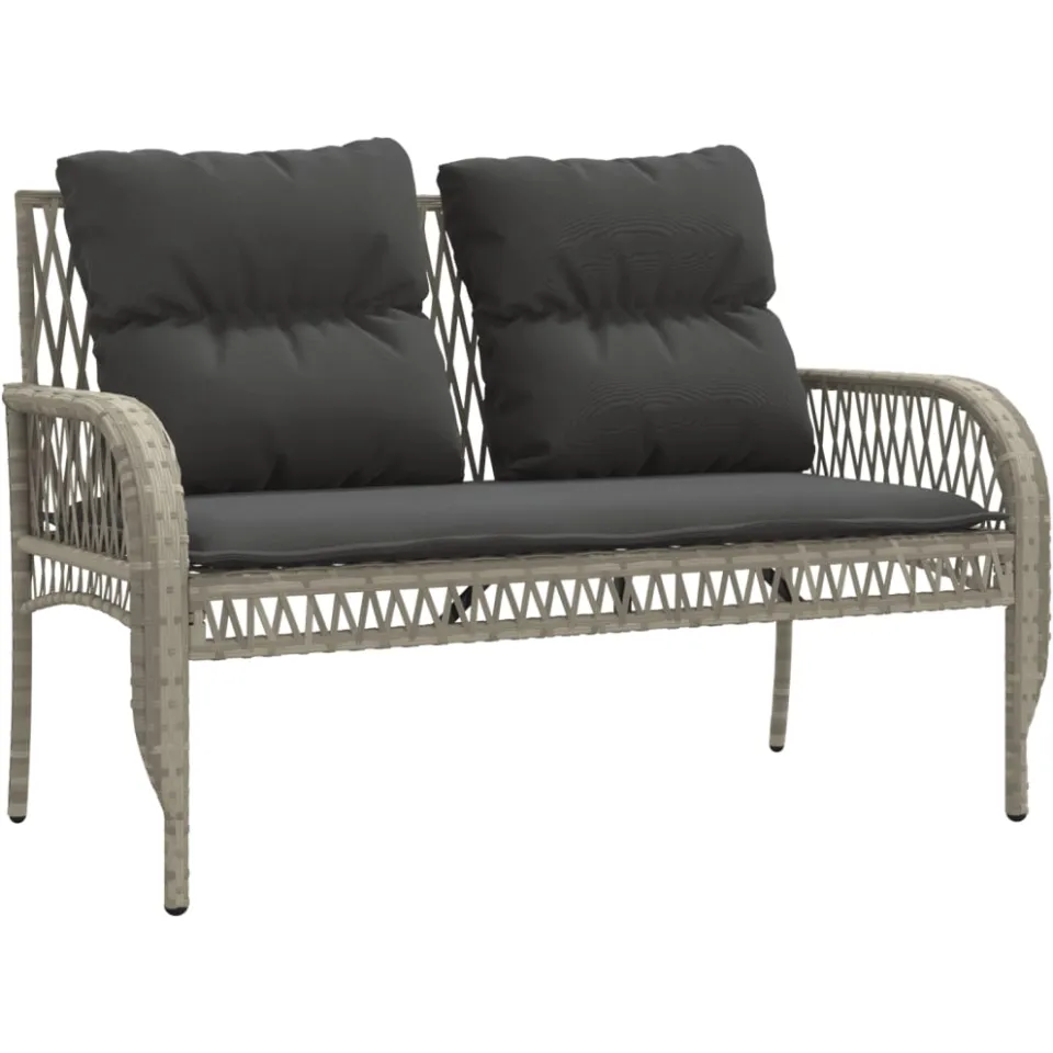 vidaXL 4-delige Loungeset met kussens poly rattan lichtgrijs