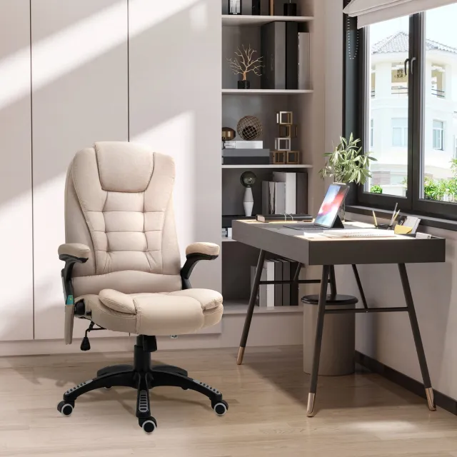 CHICFURN Bureaustoel - Massage en verwarming - Kantelbaar - Bruin